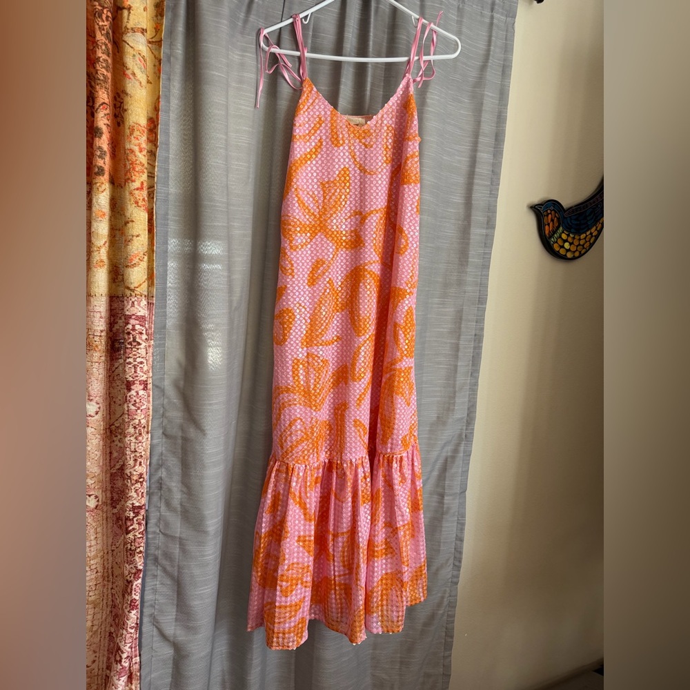 STINE GOYA Pink and Orange Sequined Maxi Dress Size XS